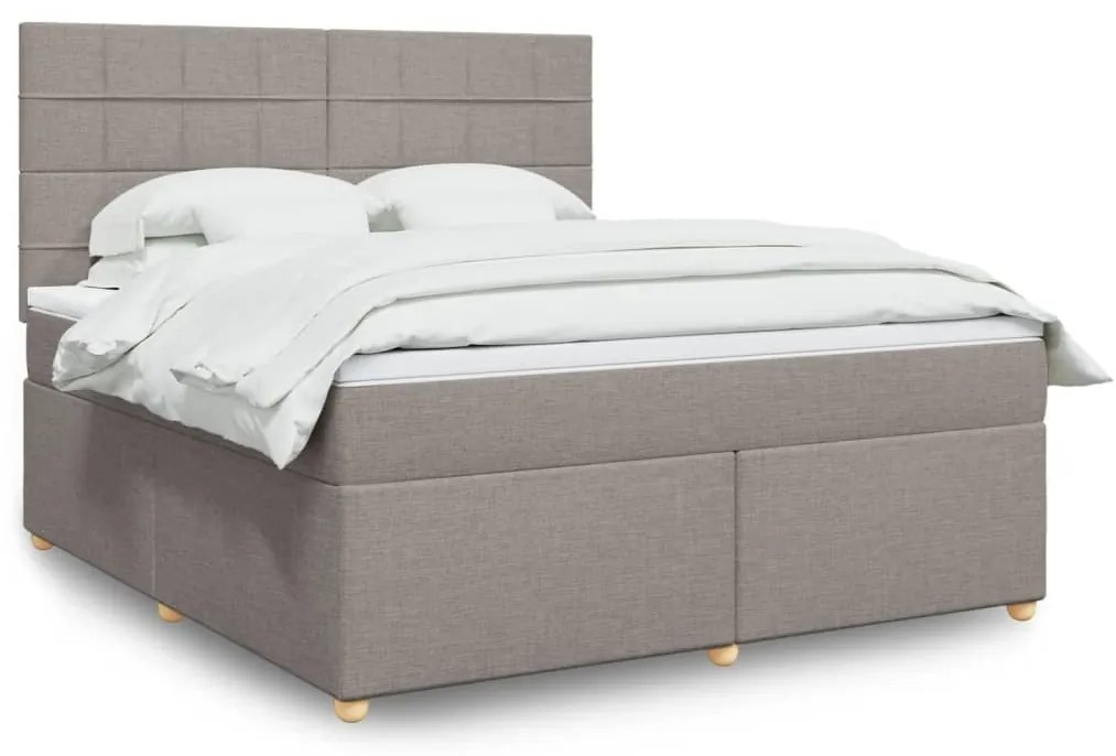 vidaXL Cama com molas/colchão 180x200 cm tecido castanho-acinzentado