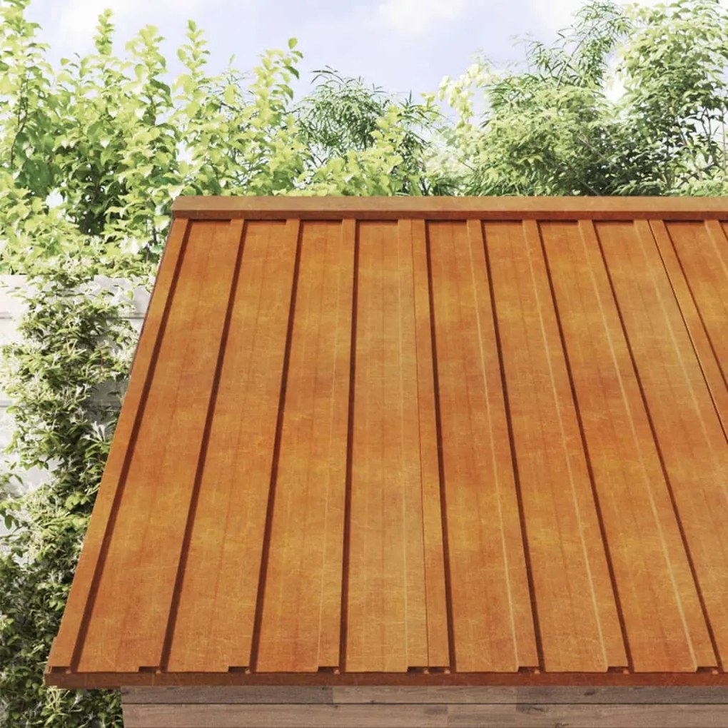 vidaXL Painel de telhado 12 pcs 100x44 cm aço corten cor enferrujado