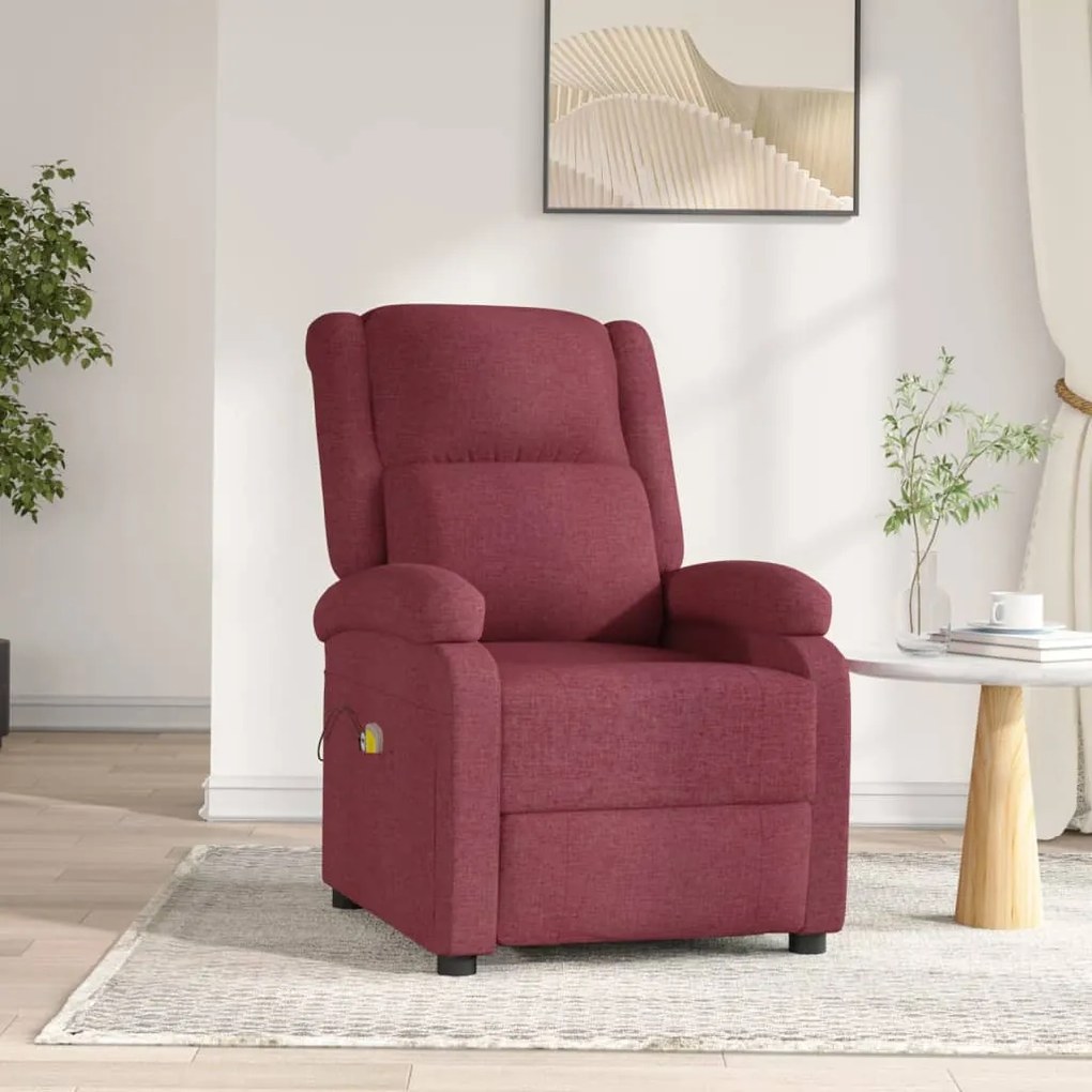Poltrona de massagens elétrica reclinável tecido vermelho tinto