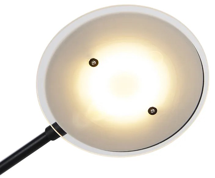 Candeeiro de pé preto com braço de leitura incl. LED e porta USB - Sevilla