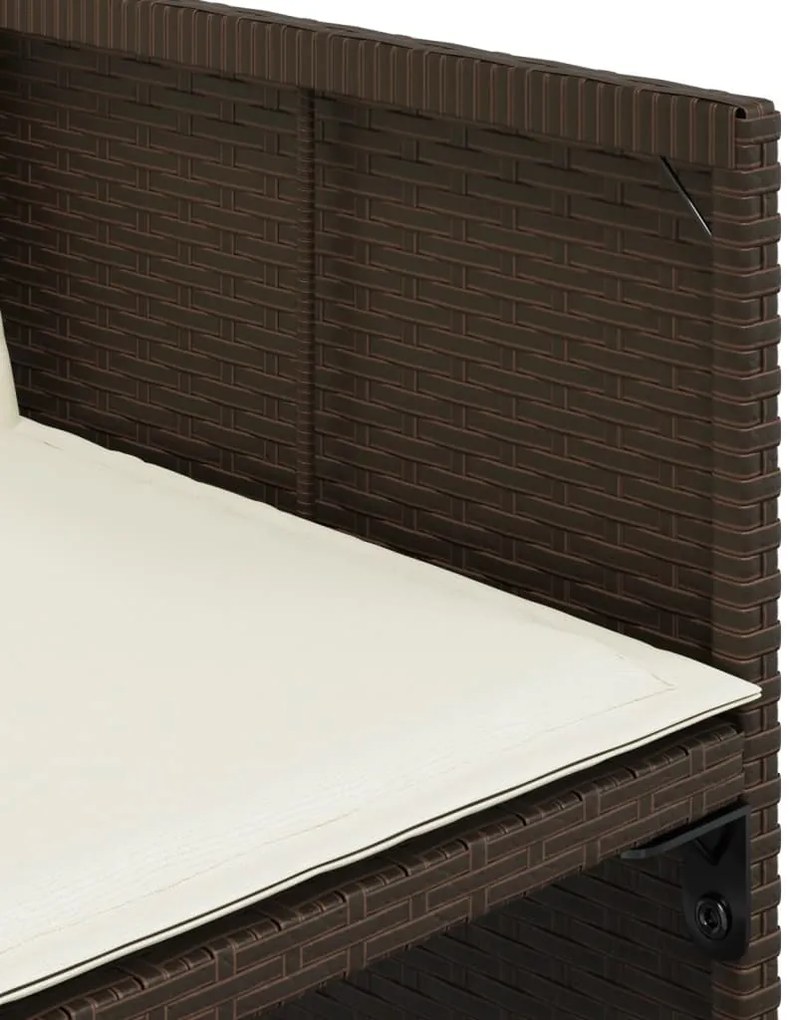 17 pcs conjunto jantar p/ jardim c/ almofadões vime PE castanho