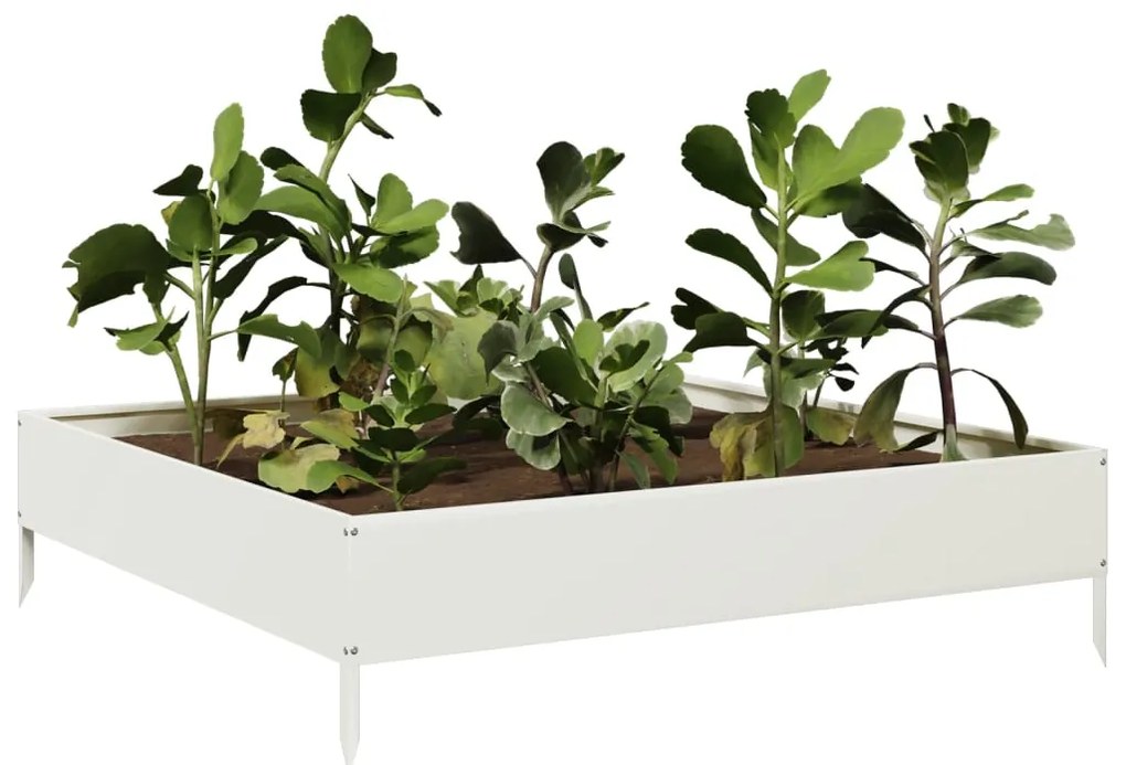 Canteiro elevado de jardim 100x100x26 cm aço branco