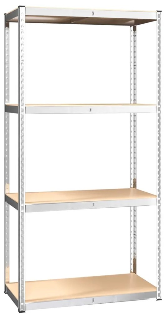 Estantes 4 prateleiras 3 pcs derivados de madeira/aço prateado