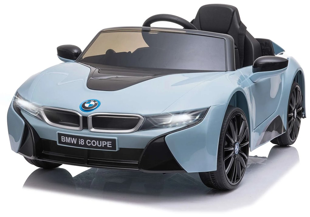 HOMCOM Carro elétrico BMW I8 COUPE para crianças de 3-8 anos Bateria 6V Controle Remoto Buzina Música Faróis 115x72,5x46 cm Azul