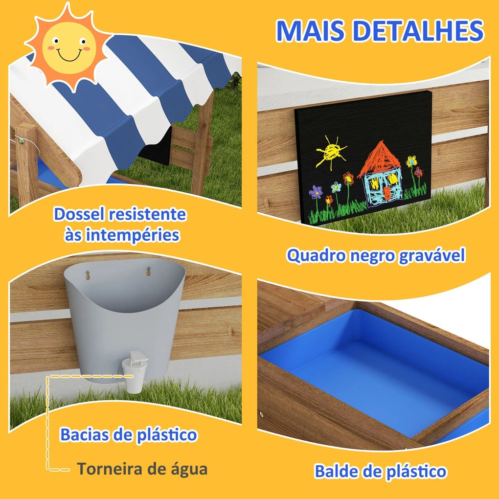 Caixa de Areia para Crianças de Madeira Caixa de Areia Infantil com To