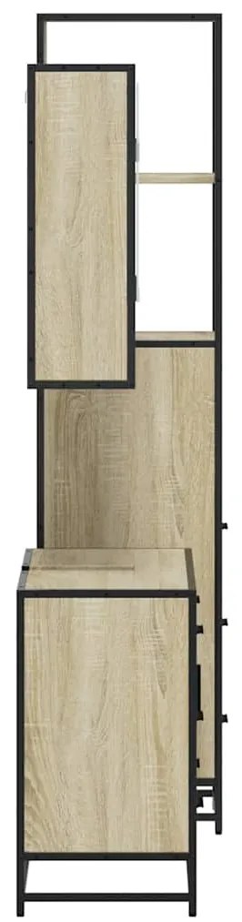 3 pcs conj. móveis casa banho derivados madeira carvalho sonoma