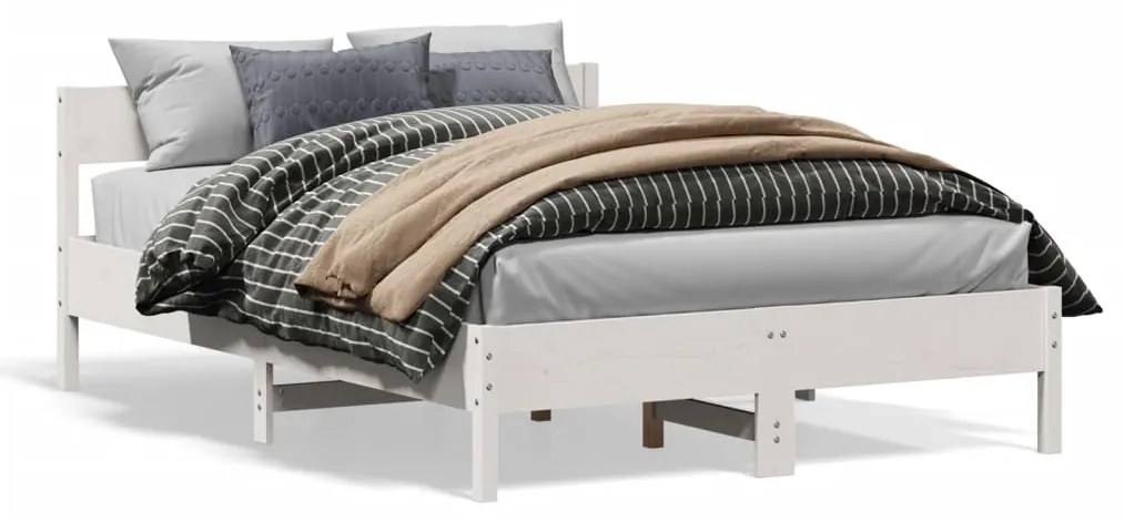vidaXL Cama sem colchão 140x190 cm madeira de pinho maciça branco