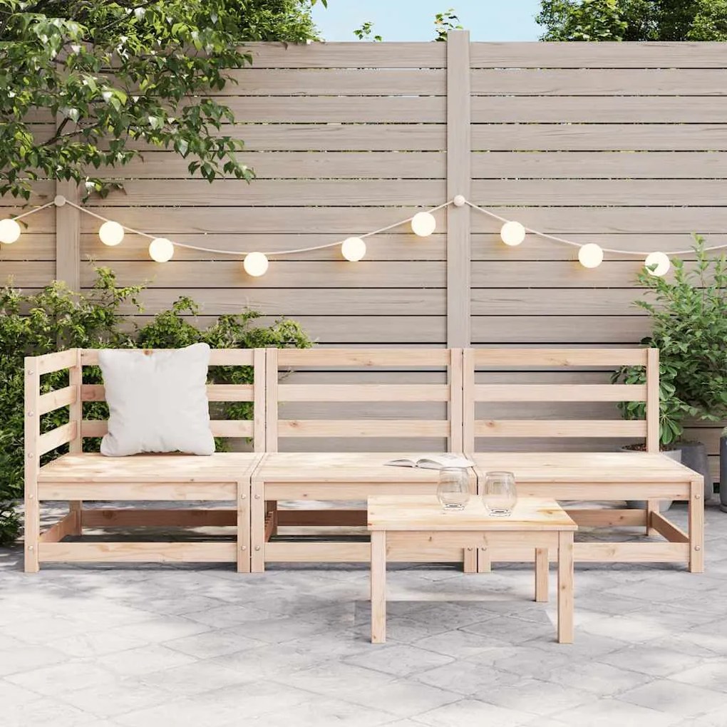 3 pcs conjunto lounge de jardim pinho maciço