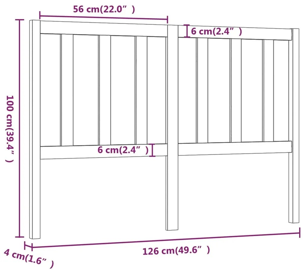 Cabeceira de cama 126x4x100 cm pinho maciço castanho mel