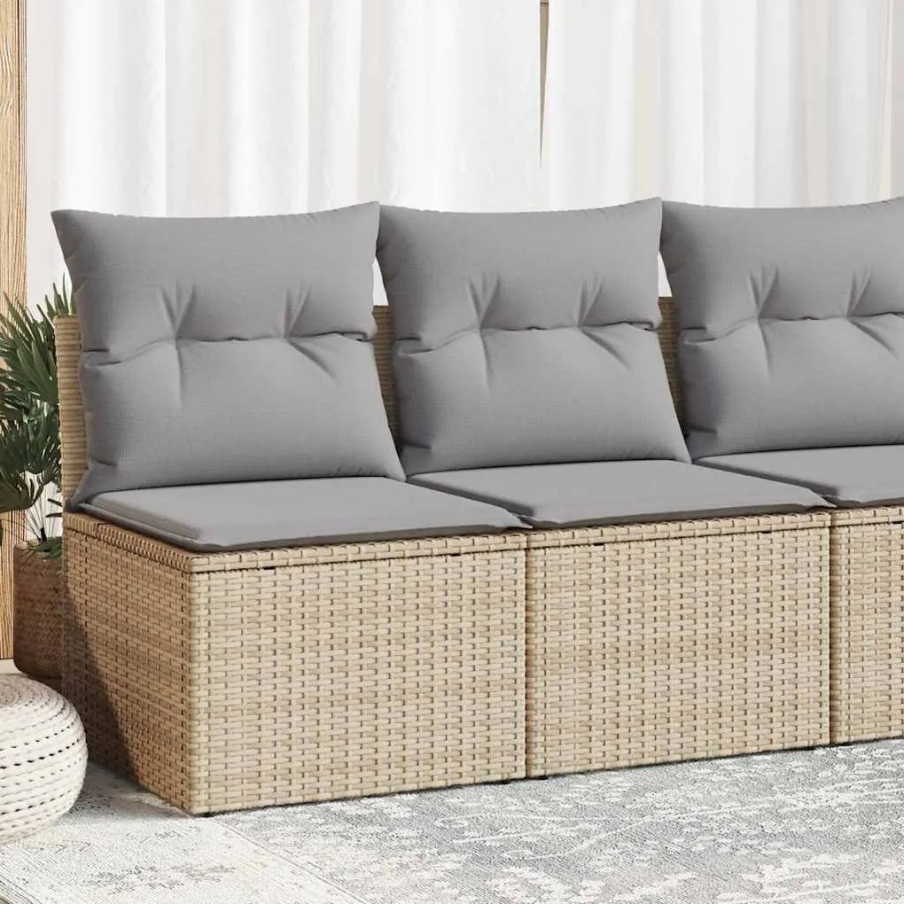 2 pcs conj. sofás p/ jardim c/ almofadões vime PE/acácia bege