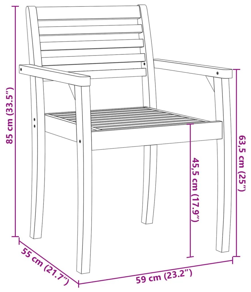 Cadeiras de jardim 6 pcs 59x55x85 cm madeira de acácia maciça
