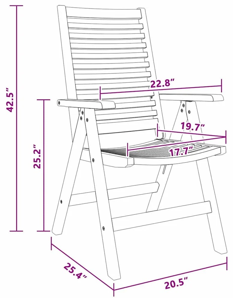 Cadeiras de Jardim vidaXL Dobrável 8 pcs Madeira de Teca