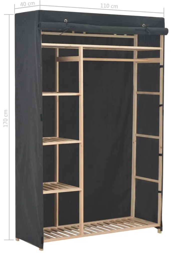 Roupeiro 110x40x170 cm tecido cinzento