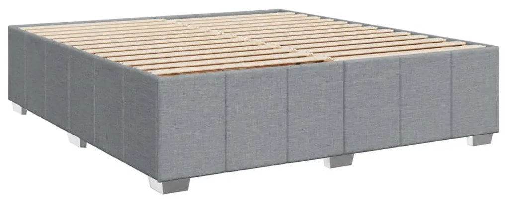 Cama com molas/colchão 200x200 cm tecido cinza-claro