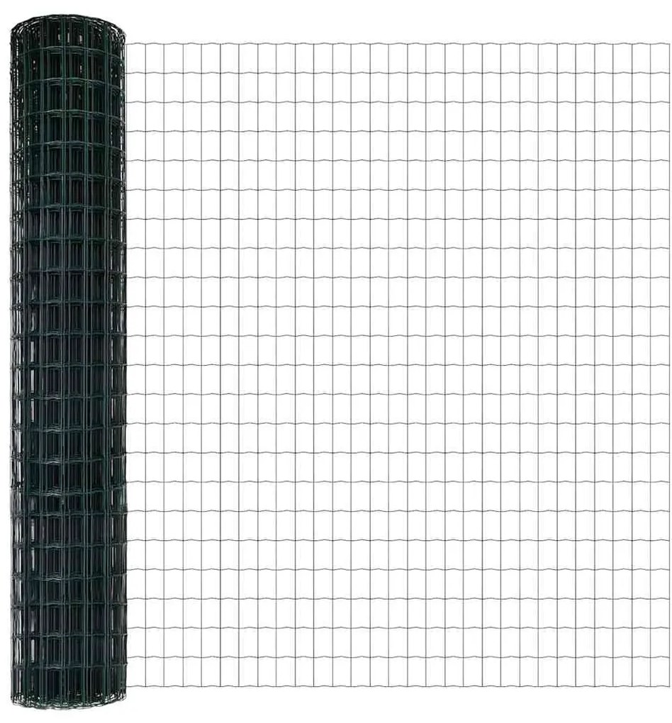 Cerca Euro com 7 postes 1,5 x 10m de aço galvanizado verde
