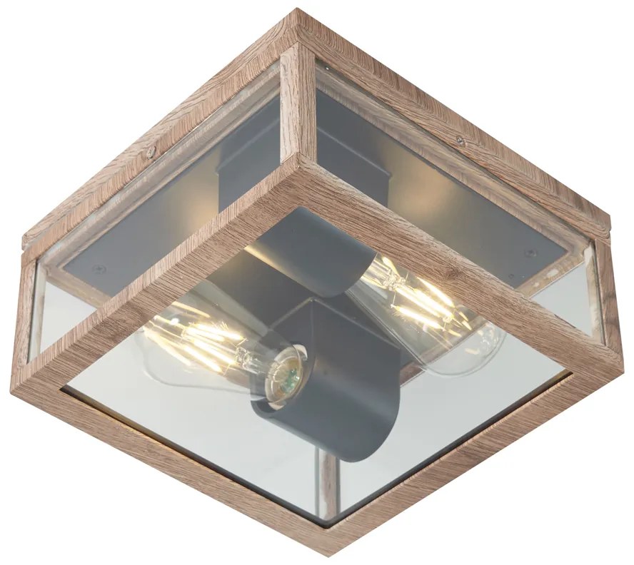 Plafon de teto industrial impressão de madeira IP44 2-Luzes - Charlois Industrial