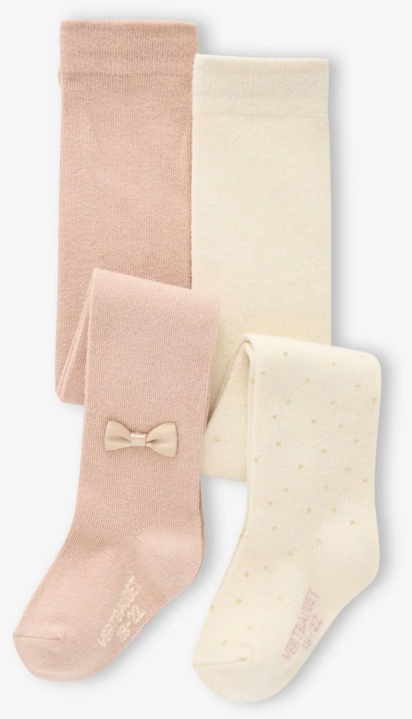 Conjunto de 2 pares de collants de Natal para bebé menina cru