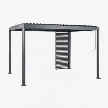 Pérgola Bioclimática De Alumínio Com Lâminas E Painel Druvia Cinza Grafito & Pérgula De 3x4x2,6 M Com 1 Painel De 92,5 Cm - Sklum