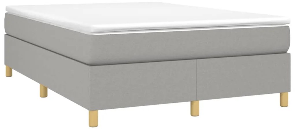 Estrutura de cama sem colchão 140x190 cm tecido cinzento-claro