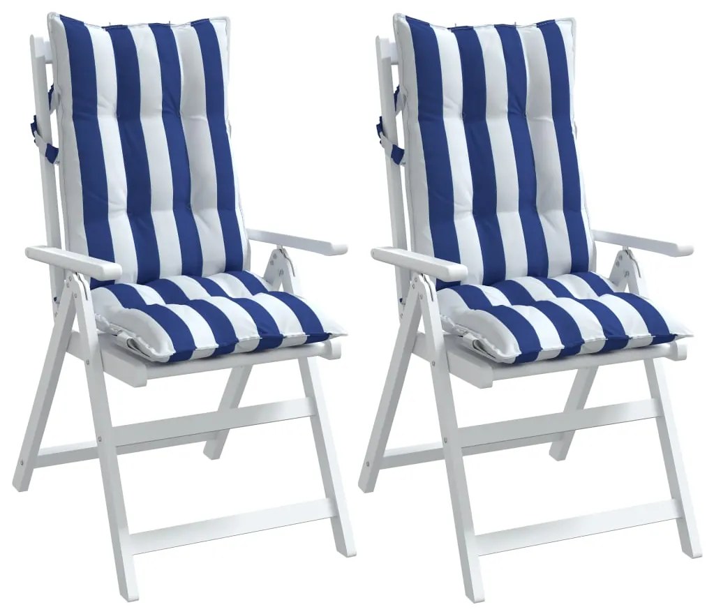 Almofadões cadeira encosto alto 2 pcs tecido oxford azul/branco