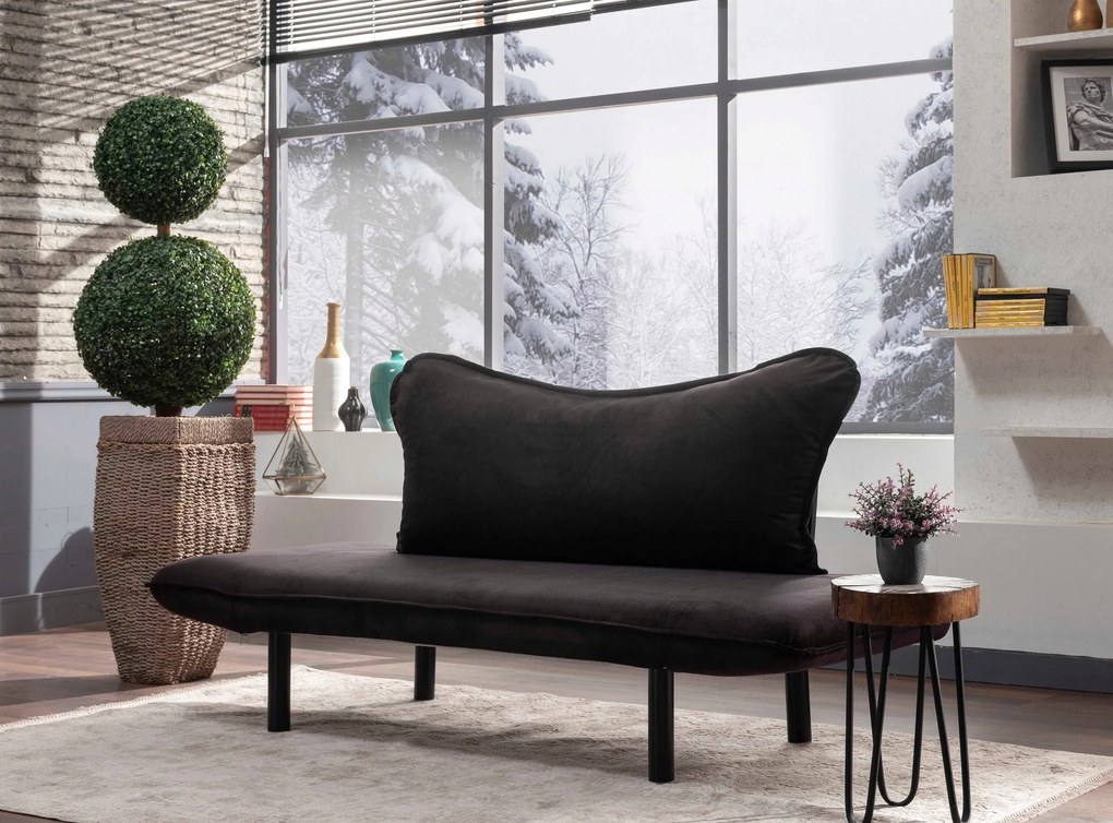 Sofá-Cama de 2 Lugares Chatto – Preto – 150x70x75 cm