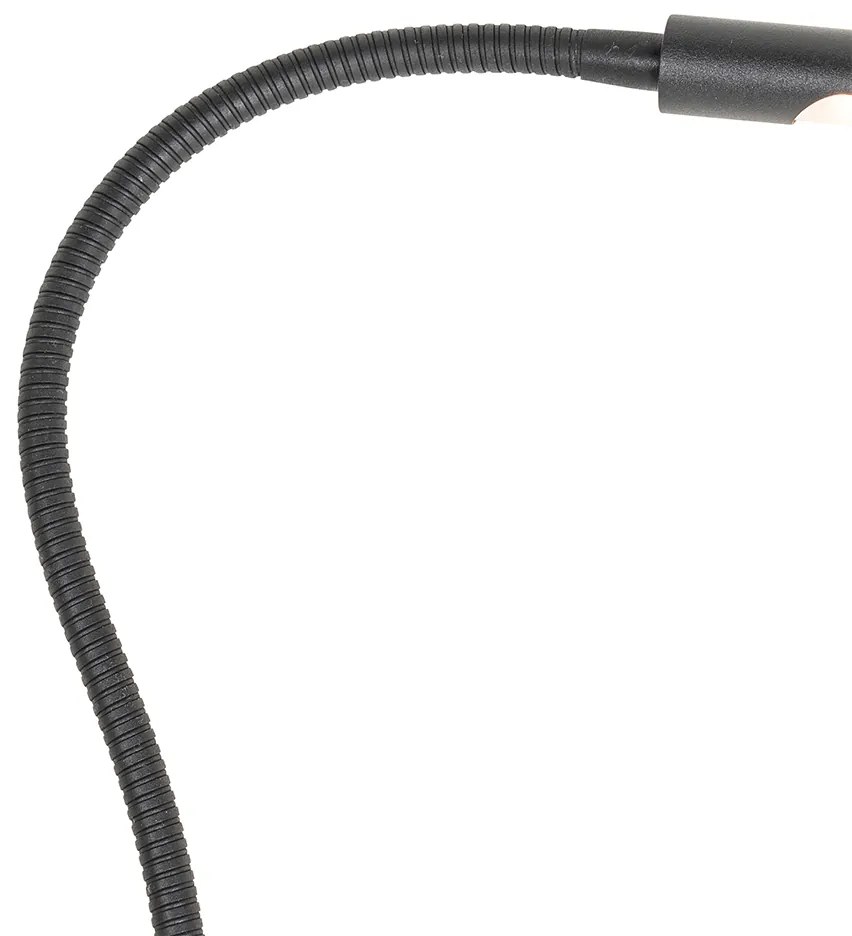 Candeeiro de mesa de braçadeira preto com LED e dimmer tátil - Lionard Moderno