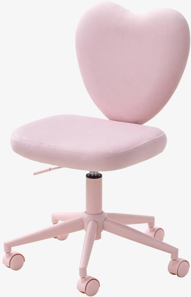 Cadeira com rodízios coração para criança rosa