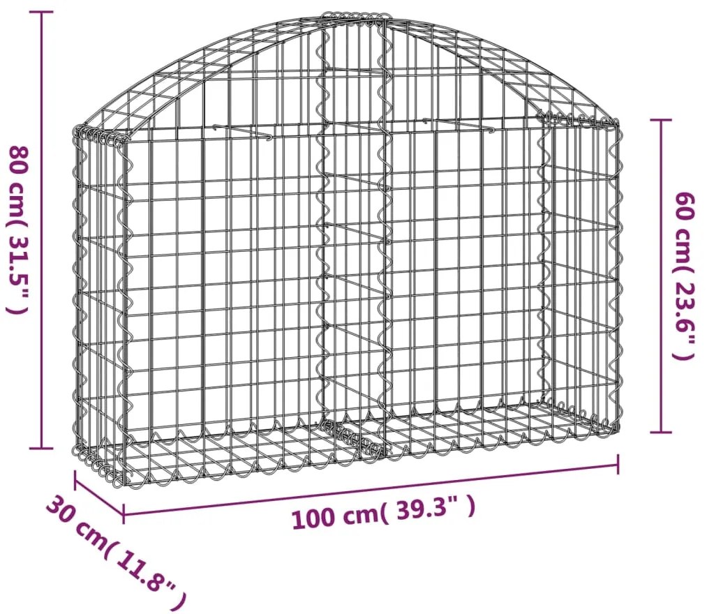 Cesto gabião arqueado 100x30x60/80 cm ferro galvanizado