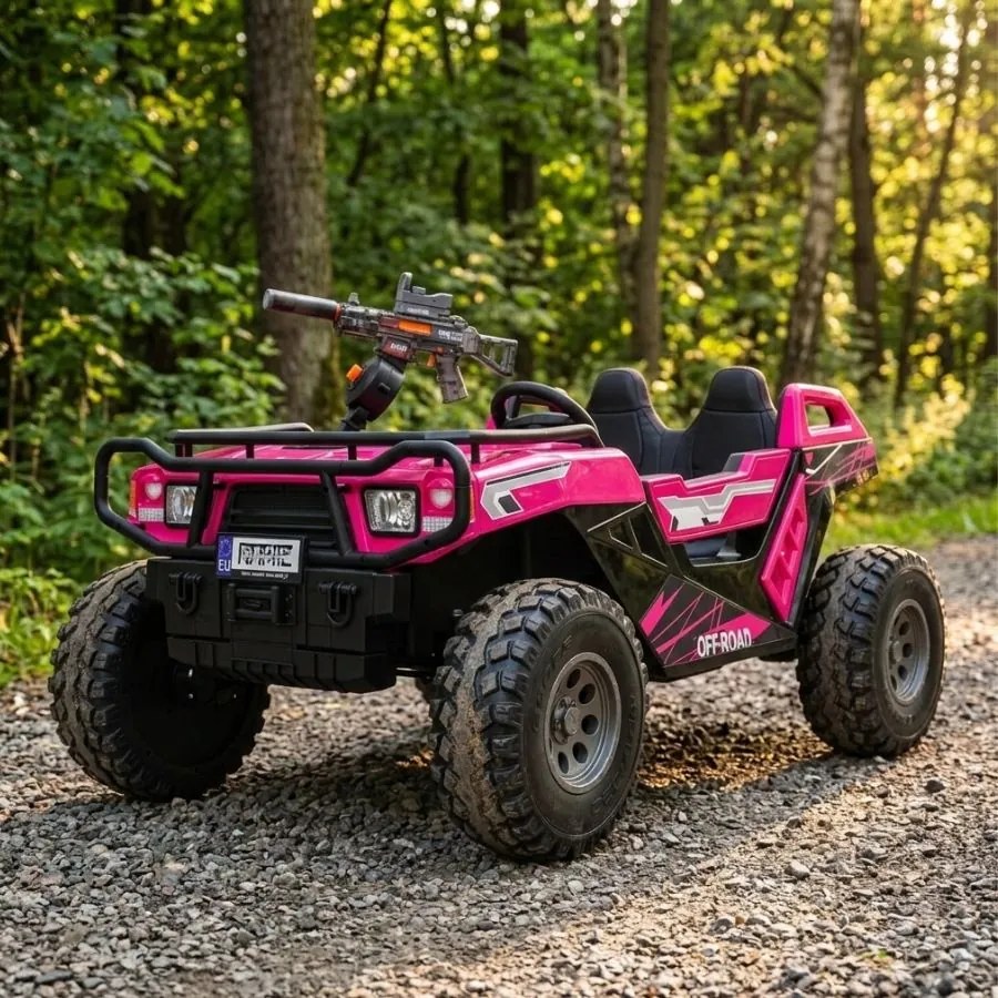 Buggy elétrico para Crianças 3 a 9 anos 24V, 2 lugares Rodas de espuma EVA, PROSPECTOR 4x4 STRONG Rosa