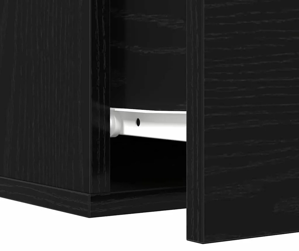 Criado-mudo Wall-Mounted Carvalho Preto 35x35x20 cm
