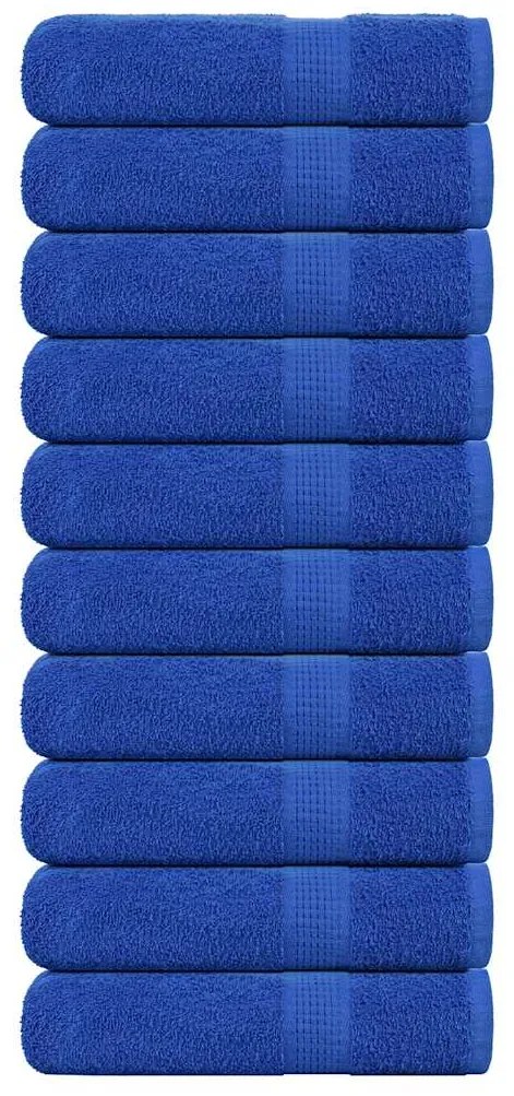 vidaXL Toalhas de mãos 10 pcs 50x100 cm 360 gsm 100% algodão azul