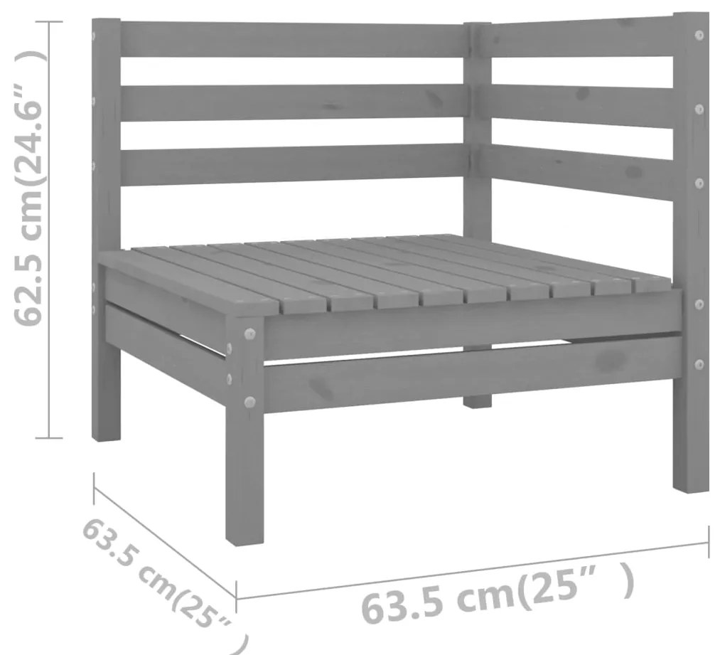 6 pcs conjunto lounge de jardim pinho maciço cinzento