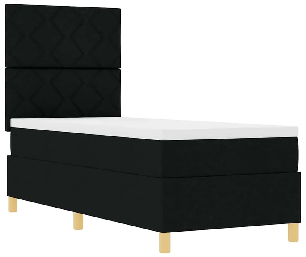 Cama Box Spring com Colchão Preta 80x200 cm Tecido