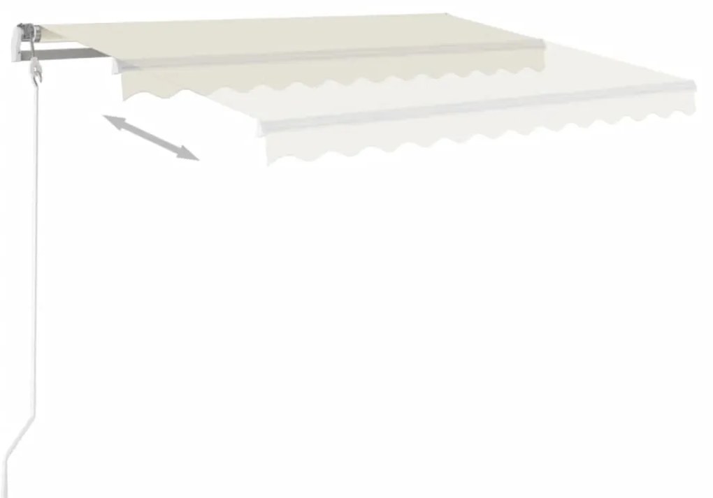 Toldo retrátil manual com LED 3,5x2,5 m cor creme