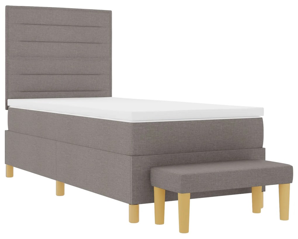 Cama Box com Colchão e Banco Taupe 100x200 cm Tecido