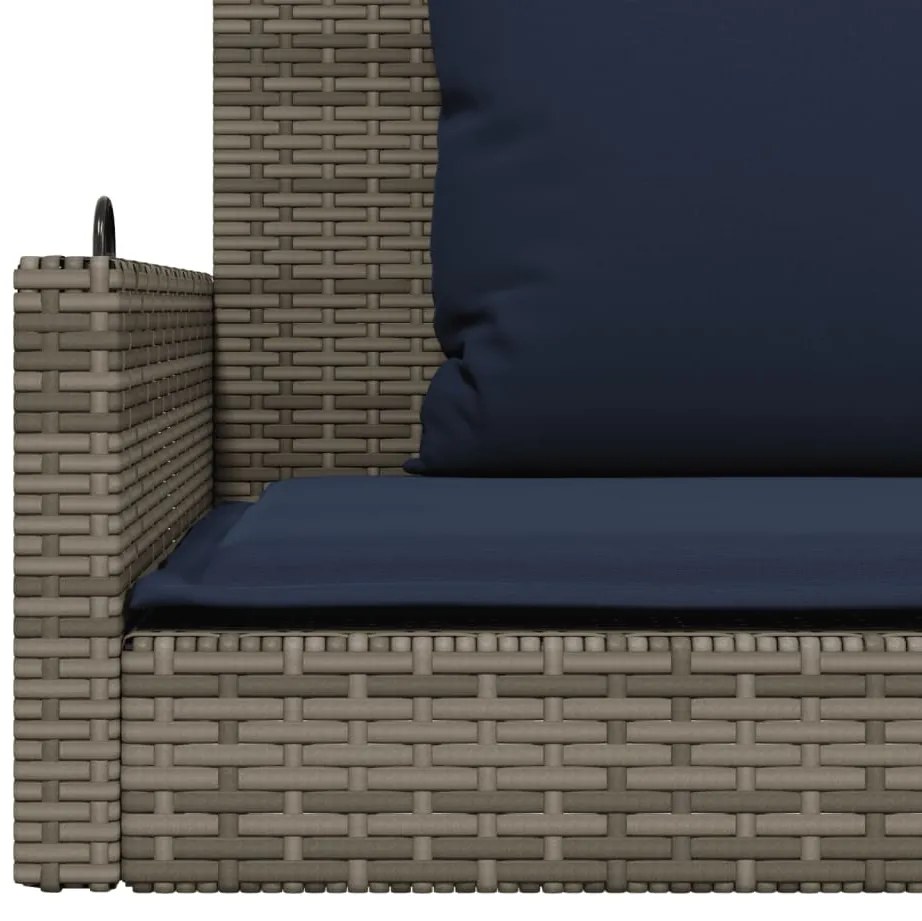 Banco de balanço com almofadas cinza 119x56x48 cm vime sintético