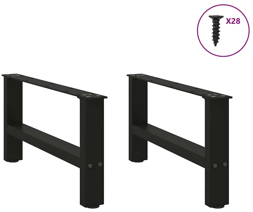 Pés para mesa de centro pretos 2 peças 70x(30-31) cm aço