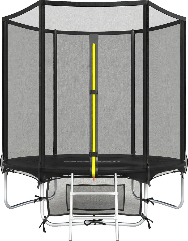 SPORTNOW Trampolim para Crianças Exterior Ø183 cm com Rede de Segurança Escada de 2 Degraus Cobertura de Molas Saco de Armazenamento Preto | Aosom Portugal