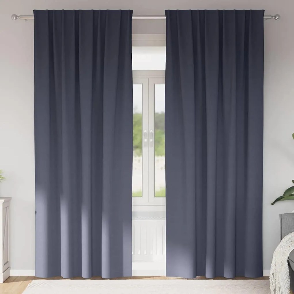 vidaXL Cortinas Blackout com Argolas 2 pcs Antracite 260 x 140 cm