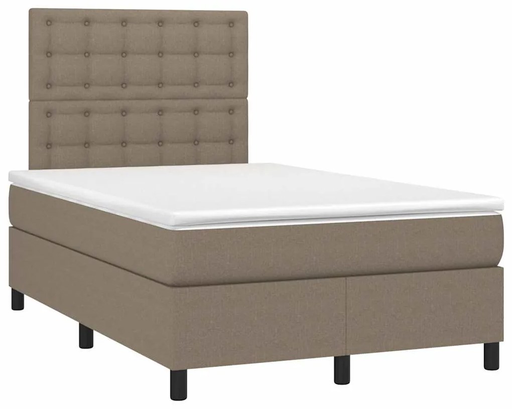 Cama box spring colchão/LED 120x190cm tecido cinza-acastanhado