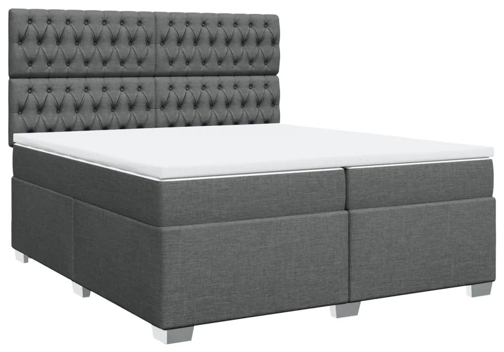 Cama com molas/colchão 200x200 cm tecido cinzento-escuro