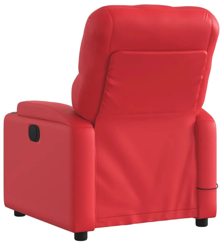 Poltrona de massagens reclinável couro artificial vermelho