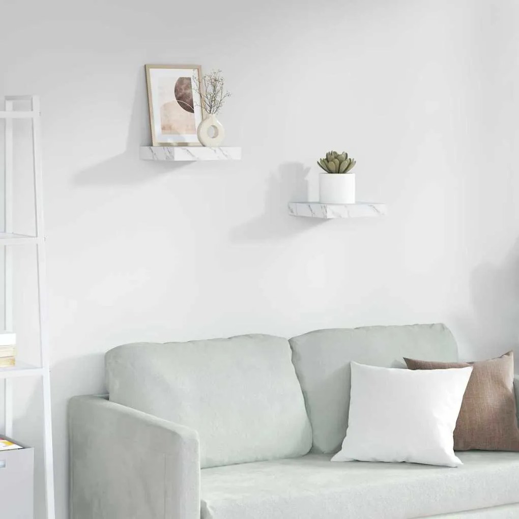 vidaXL Prateleira de Parede 2 pcs Mármore Branco 23 x 23,5 x 4 cm