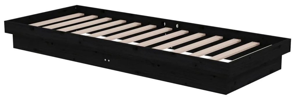 Estrutura cama pequena solteiro 75x190 cm madeira maciça preto