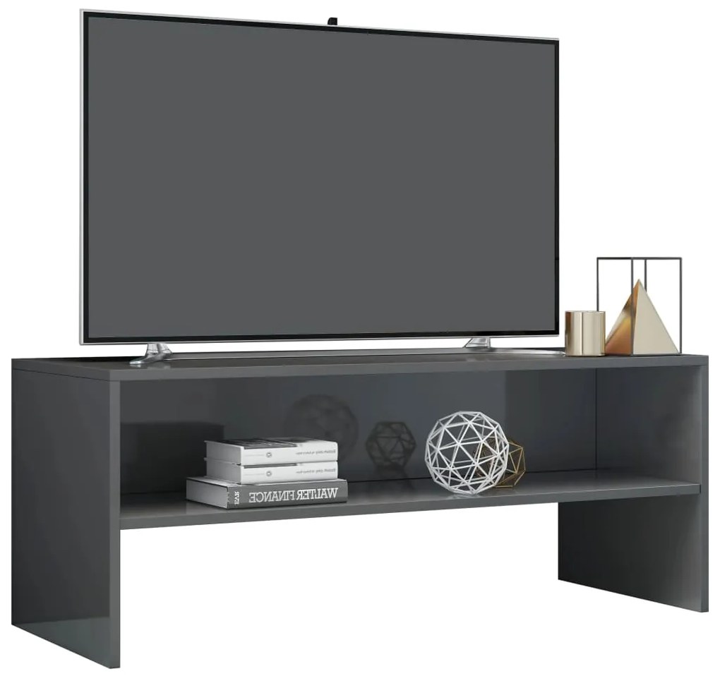 Móvel para TV 100x40x40cm derivados de madeira cinza brilhante