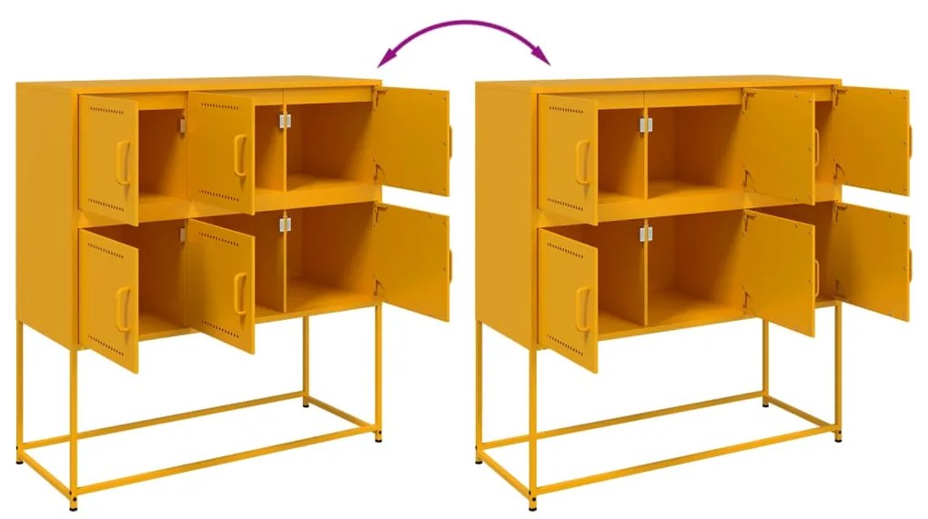Aparador 100,5x39x107 cm aço amarelo mostarda
