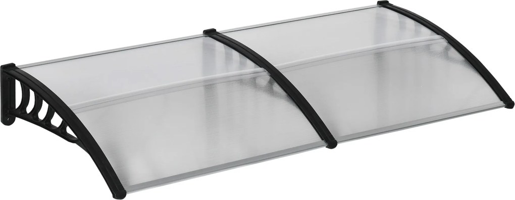 Outsunny Cobertura para porta, proteção contra chuva, vento e granizo, policarbonato, hastes de ligação em alumínio, 200 x 96 x 27 cm, preto | Aosom Portugal
