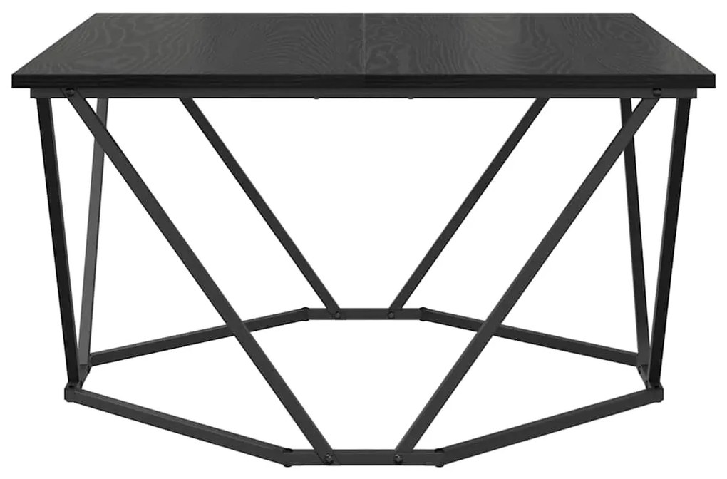 Mesa de Centro Preto Carvalho 80x80x45 cm Madeira Revestida