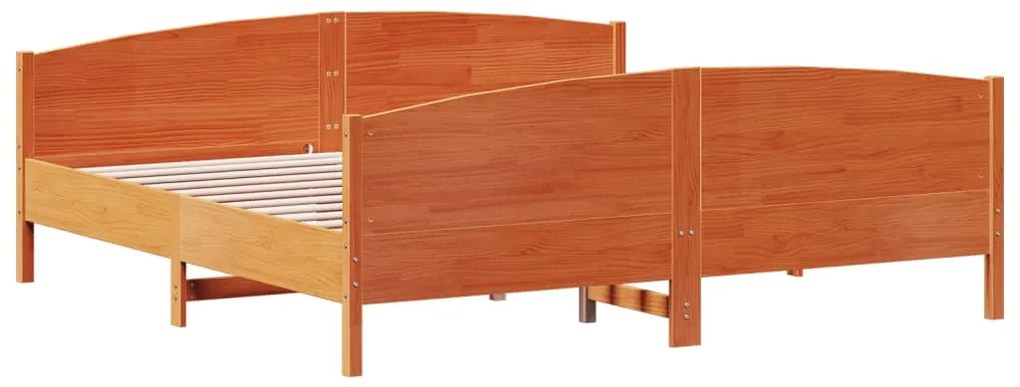 Cama sem colchão 200x200 cm pinho maciço castanho-mel