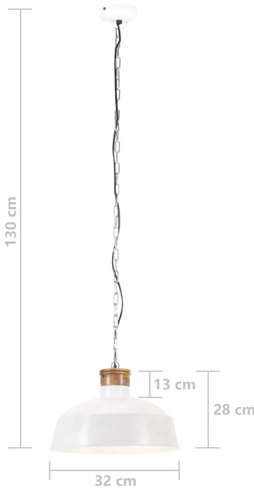 Candeeiro suspenso industrial 32 cm E27 branco